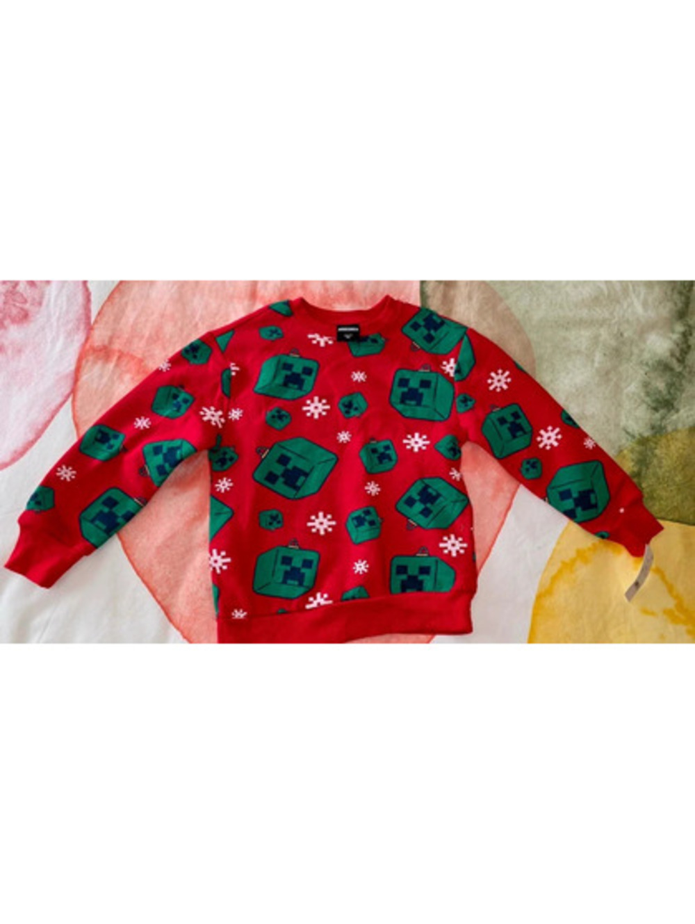 Minecraft Creeper Ornament Holiday Sweatshirt Size XS - Kid's